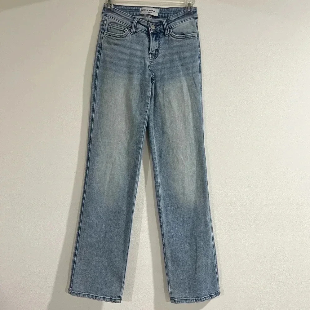Flying monkey Light Blue Distressed Women Jeans size 24 preowned great condition - Picture 2 of 8